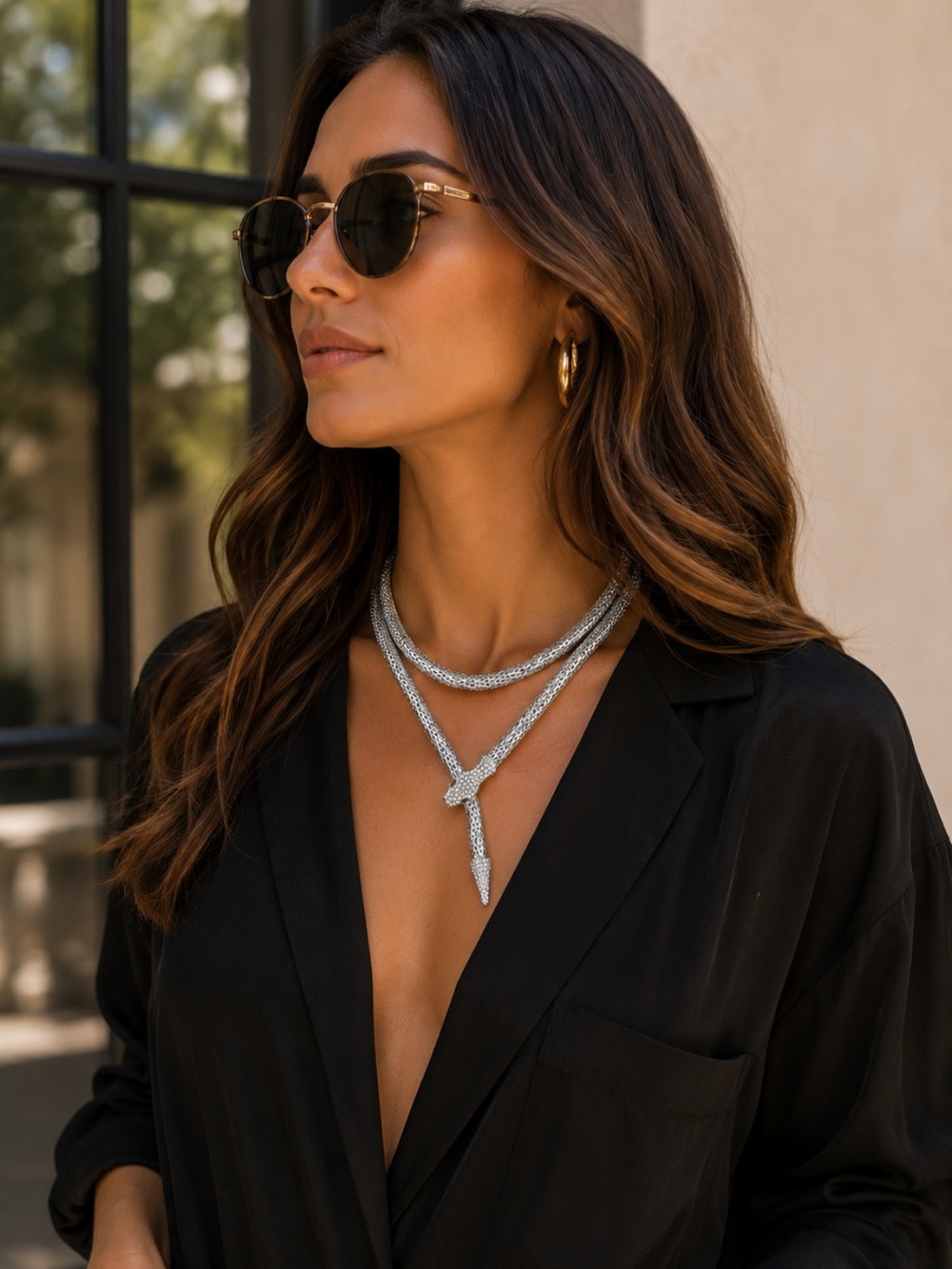 ✨RESTOCKED ✨ShopEvelynne Silver Crystal Snake Wrap Necklace